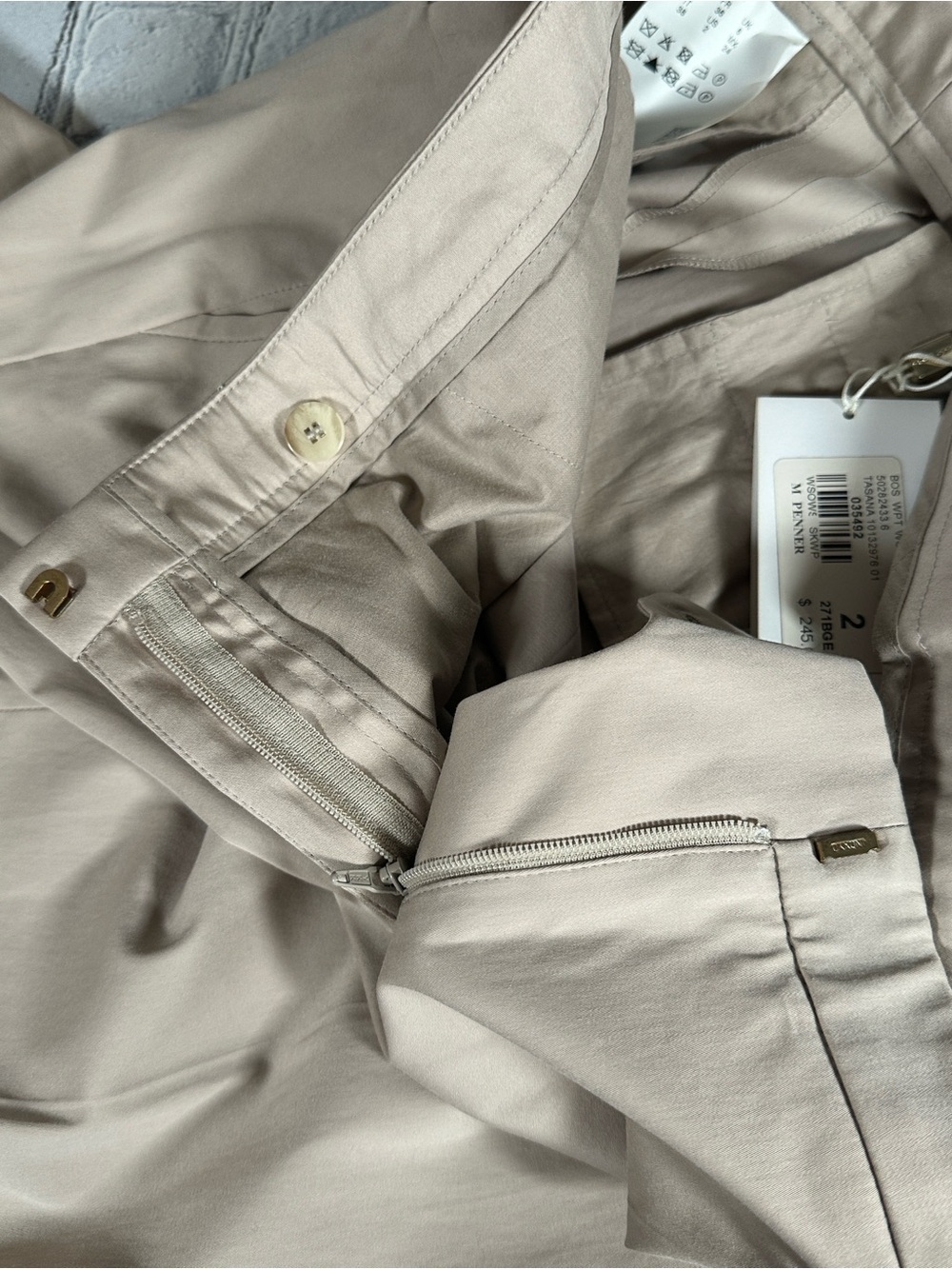 Hugo Boss Women’s Size US 2 Straight Leg Tasana Trouser Pants Light Beige Khaki - Picture 6 of 16